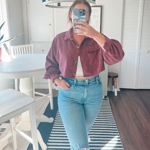 Nastygal Corduroy Long Sleeve Cropped Shirt